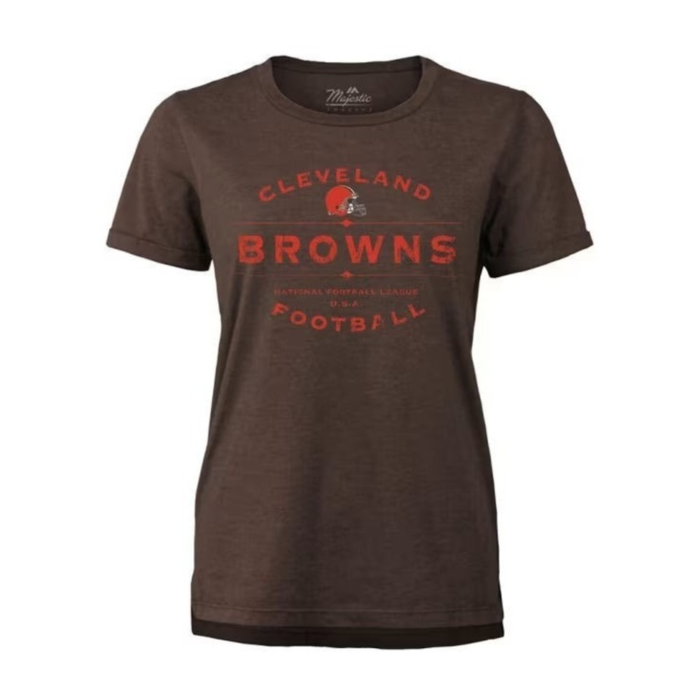 Majestic Threads Women's NFL Cleveland Browns Boyfriend T-Shirt - Brown - Medium
